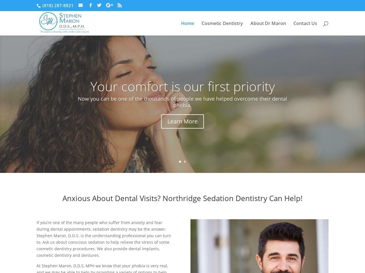 Stephen Maron D.D.S. Website Screenshot from northridgesedationdentist.com