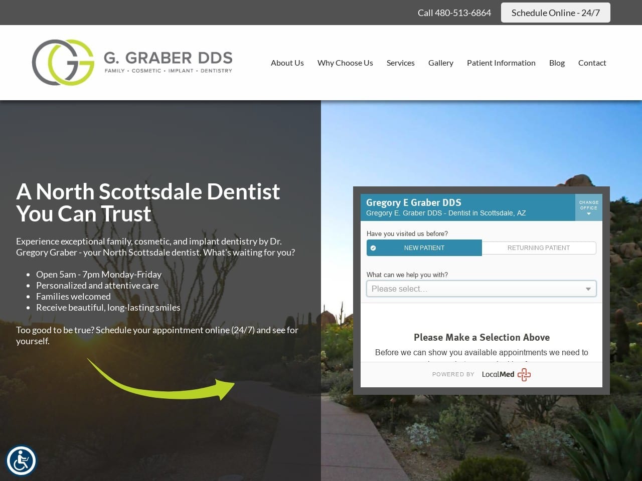 Scottsdale Arizona Dentist Website Screenshot from northscottsdaledentist.com