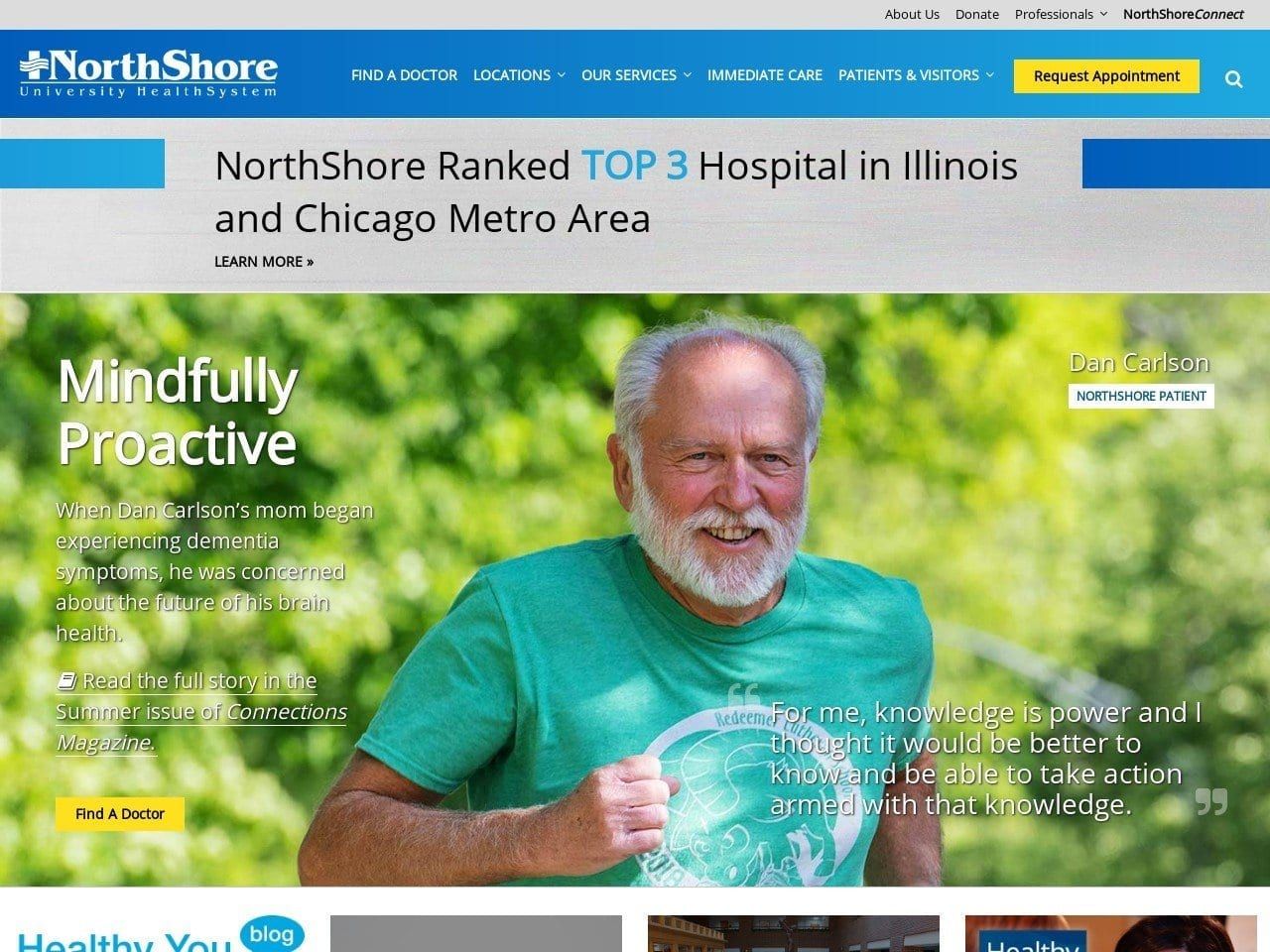 North Shore University Health Website Screenshot from northshore.org