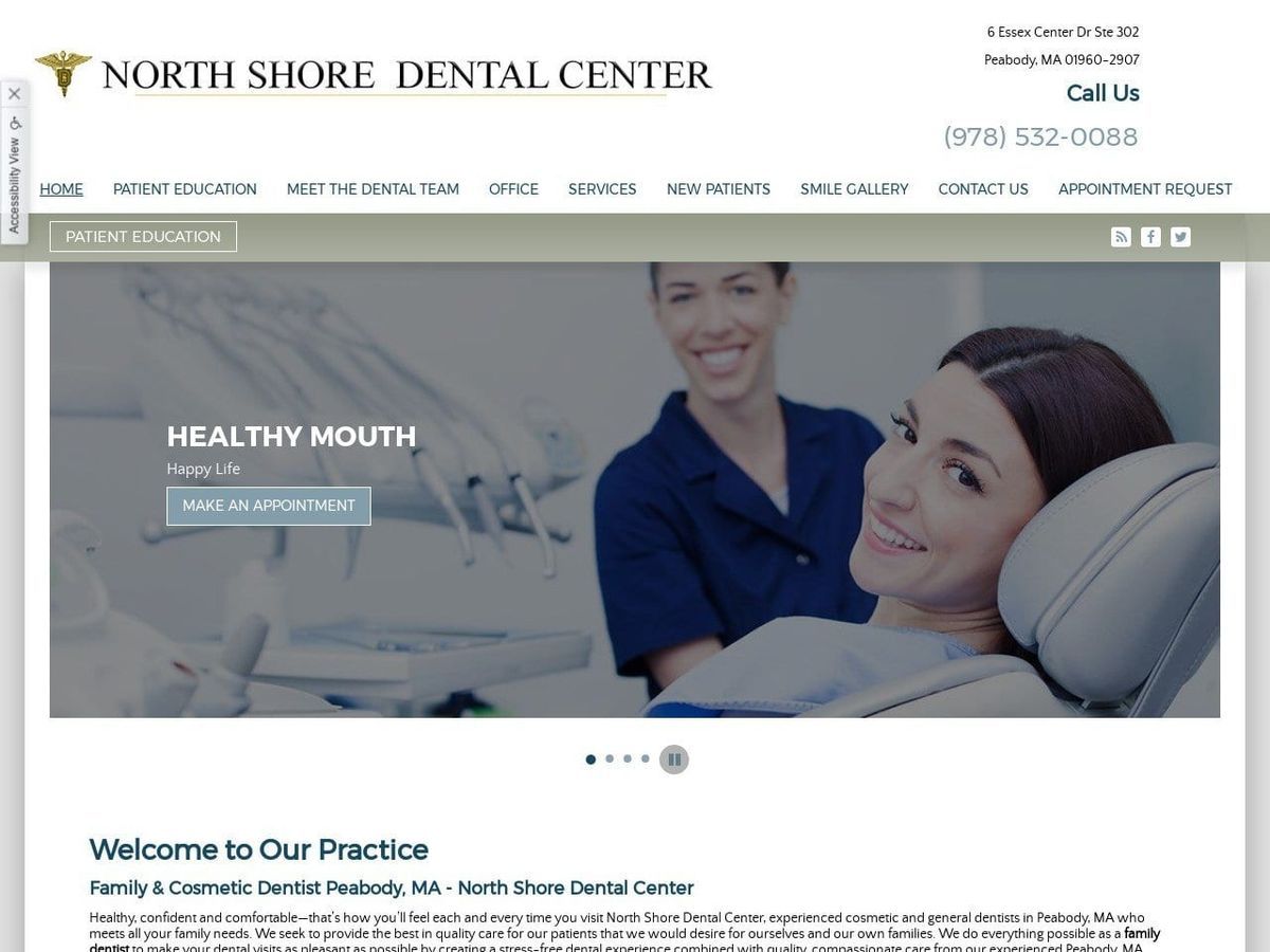 North Shore Dental Center Website Screenshot from northshoredentalcenter.com