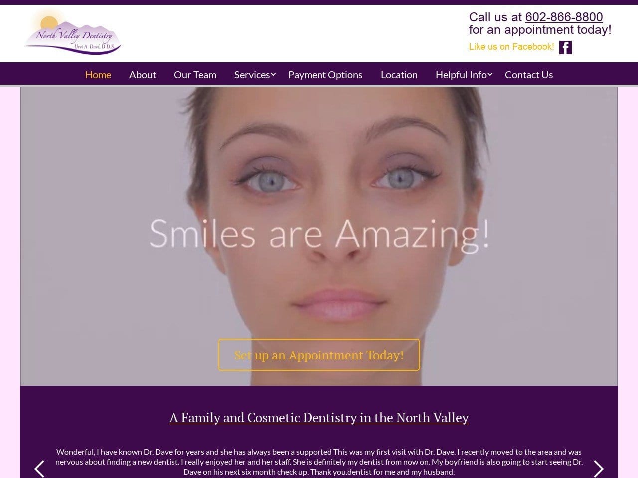 North Valley Dentist Website Screenshot from northvalleydentistry.com