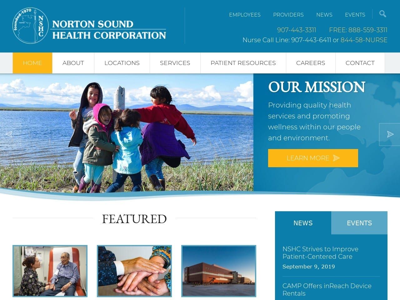 Norton Sound Health Corporation Website Screenshot from nortonsoundhealth.org