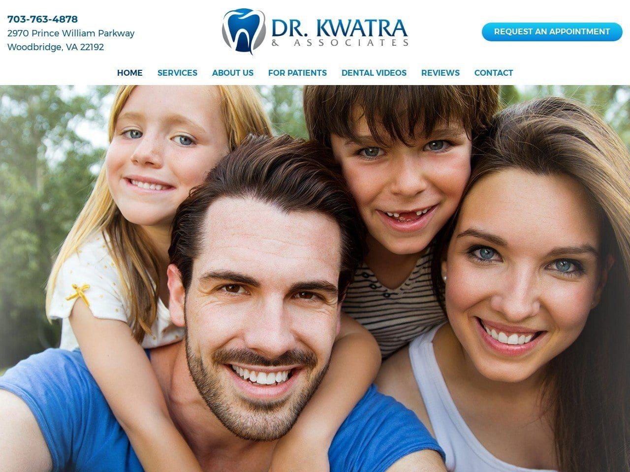 Dr. Kwatra Dentist Website Screenshot from novadentalteam.com