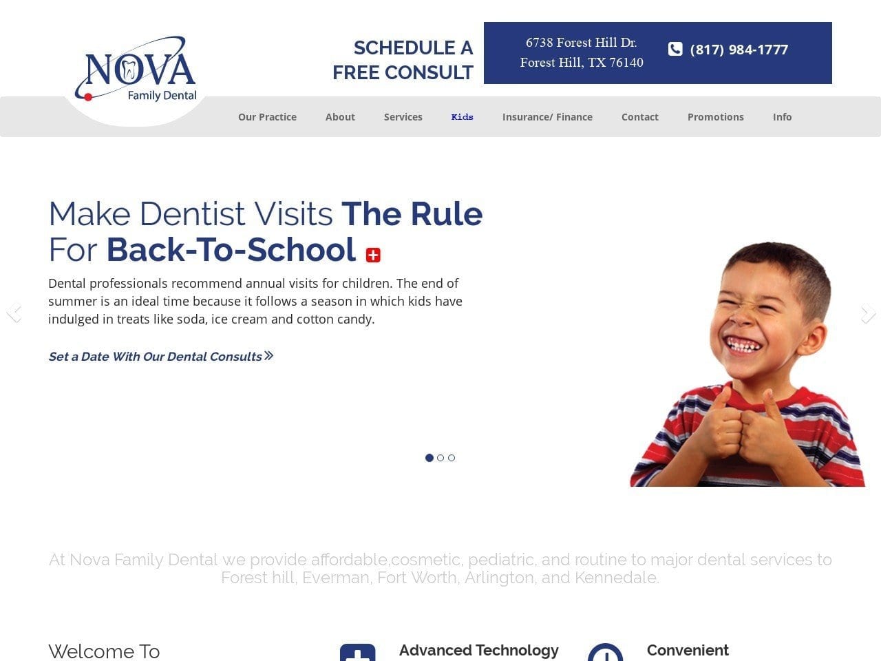 Nova Family Dental Website Screenshot from novadentaltexas.com