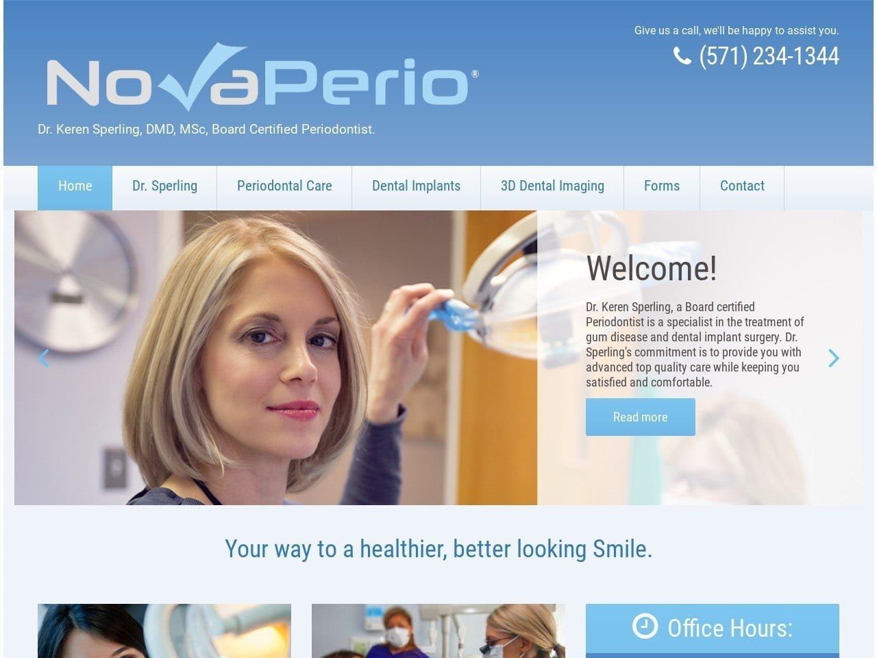 Dr. Keren Sperling DMD MSc. Periodontist. Website Screenshot from novaperio.com