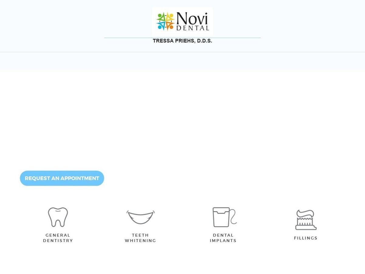 Novi Family Dental Center Website Screenshot from novidental.com