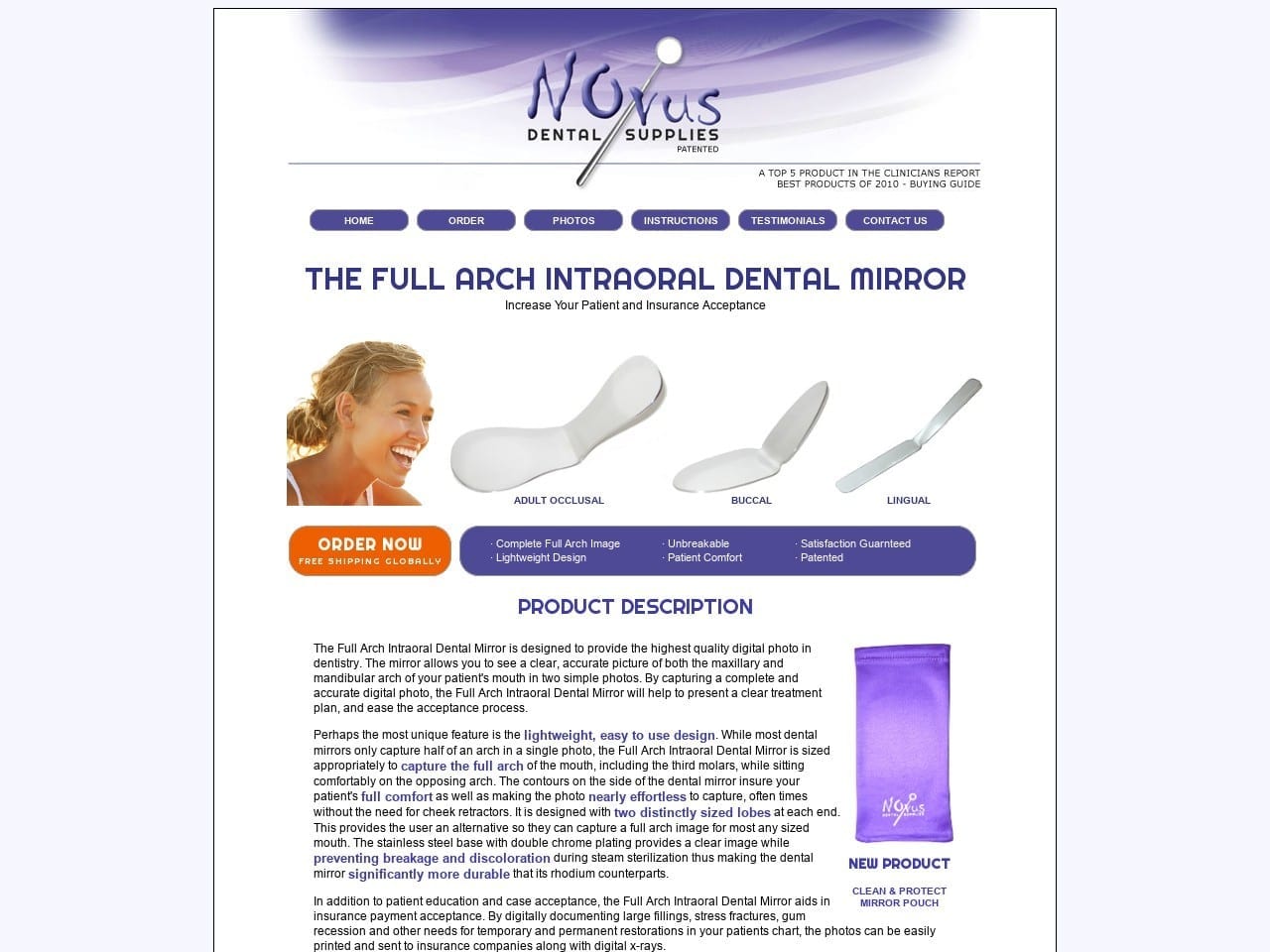 Novus Dental Supplies Website Screenshot from novusdental.com