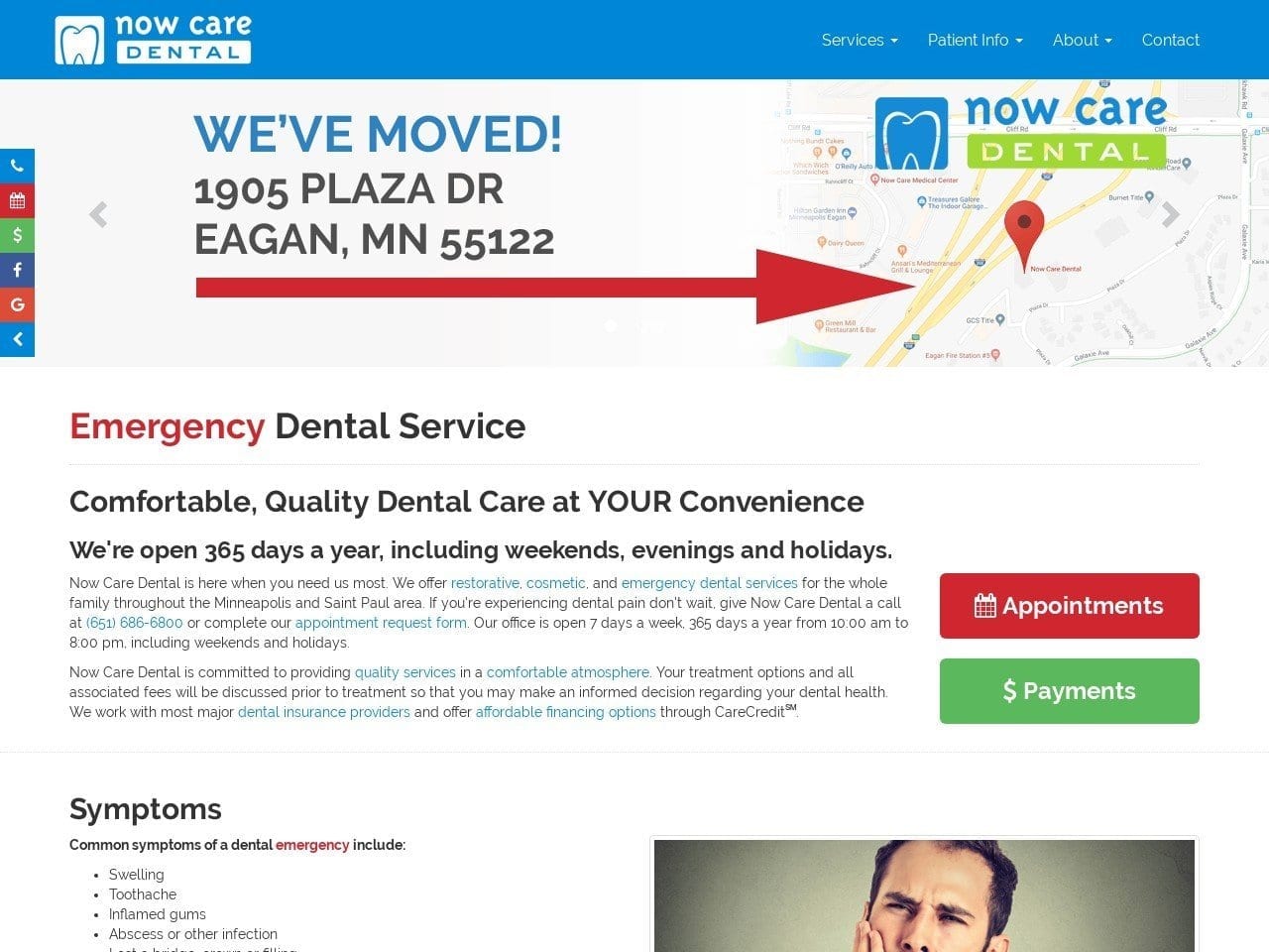 Now Care Dental Website Screenshot from nowcaredental.com