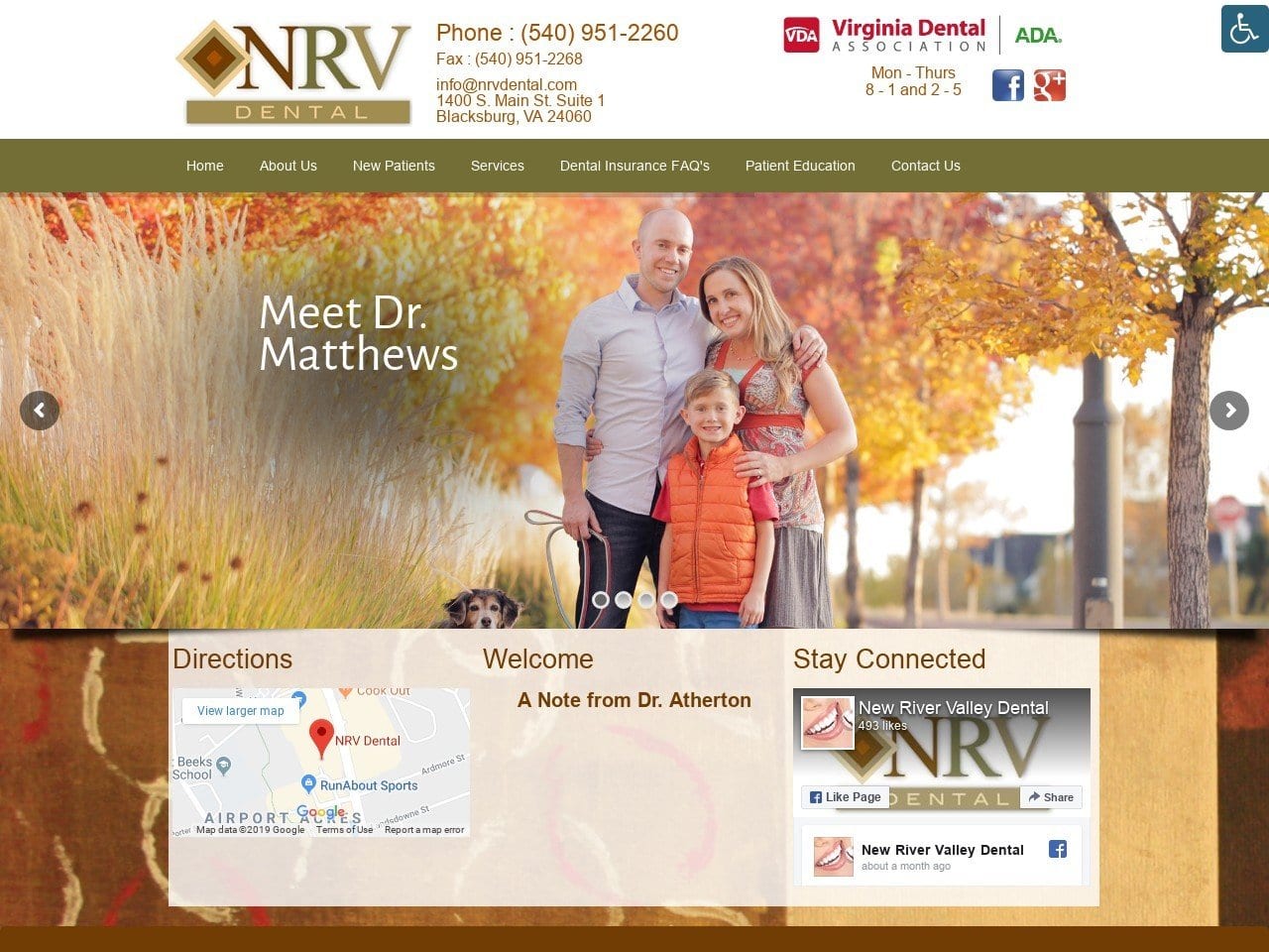 NRV Dental Website Screenshot from nrvdental.com