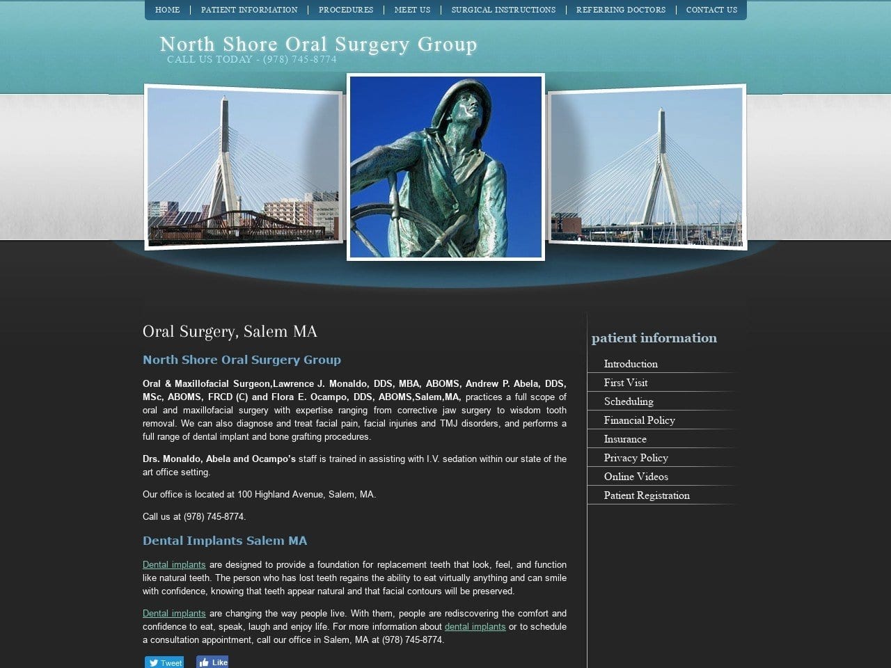 North Shore Oral Surgery Group Website Screenshot from nsosgroup.com