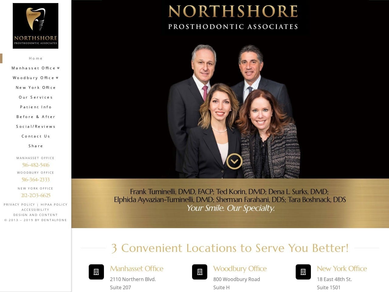 North Shore Prosthodontics Tuminelli Frank DDS Website Screenshot from nspali.com