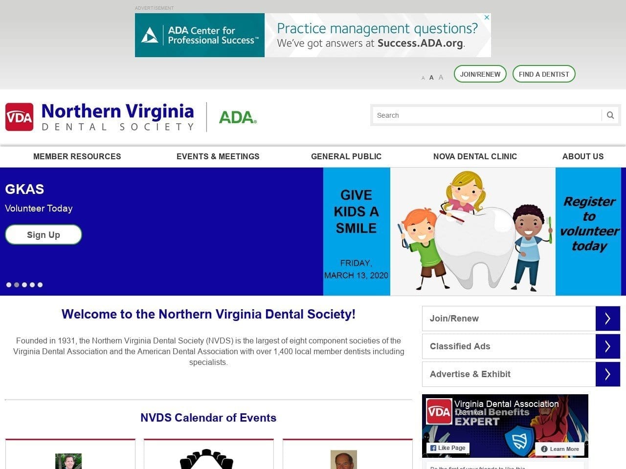 No Va Dental Society Website Screenshot from nvds.org