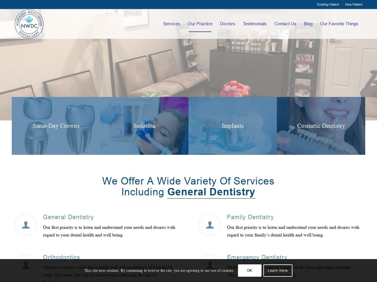 Northern Westchester Dental Website Screenshot from nwdentist.com