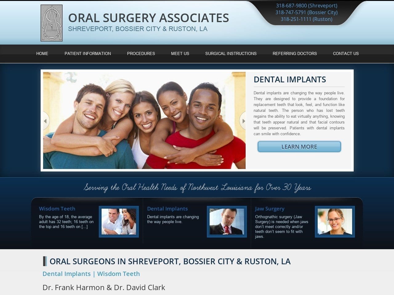 Oral Surgery Associates Harmon Frank W DDS Website Screenshot from nwlaoralsurgery.com