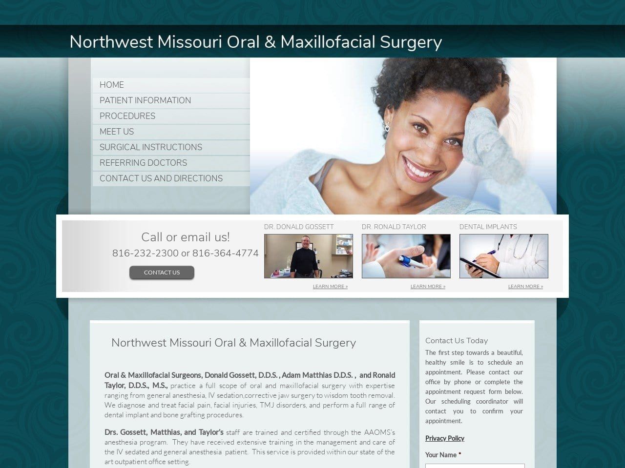 Northwest Missouri Oral Surgery Website Screenshot from nwmos.com