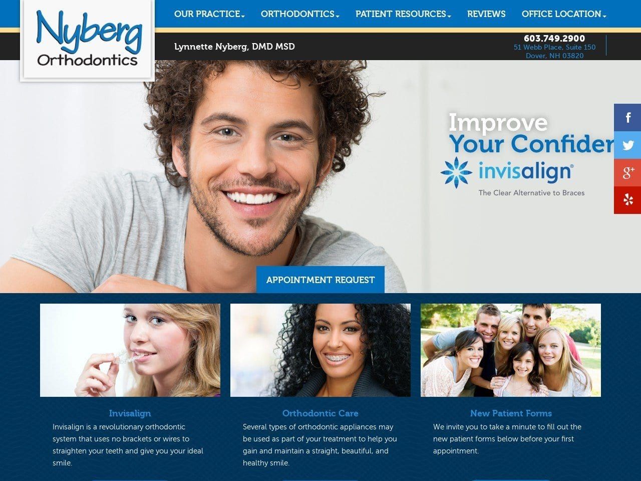 Nyberg Orthodontics Website Screenshot from nybergorthodontics.com
