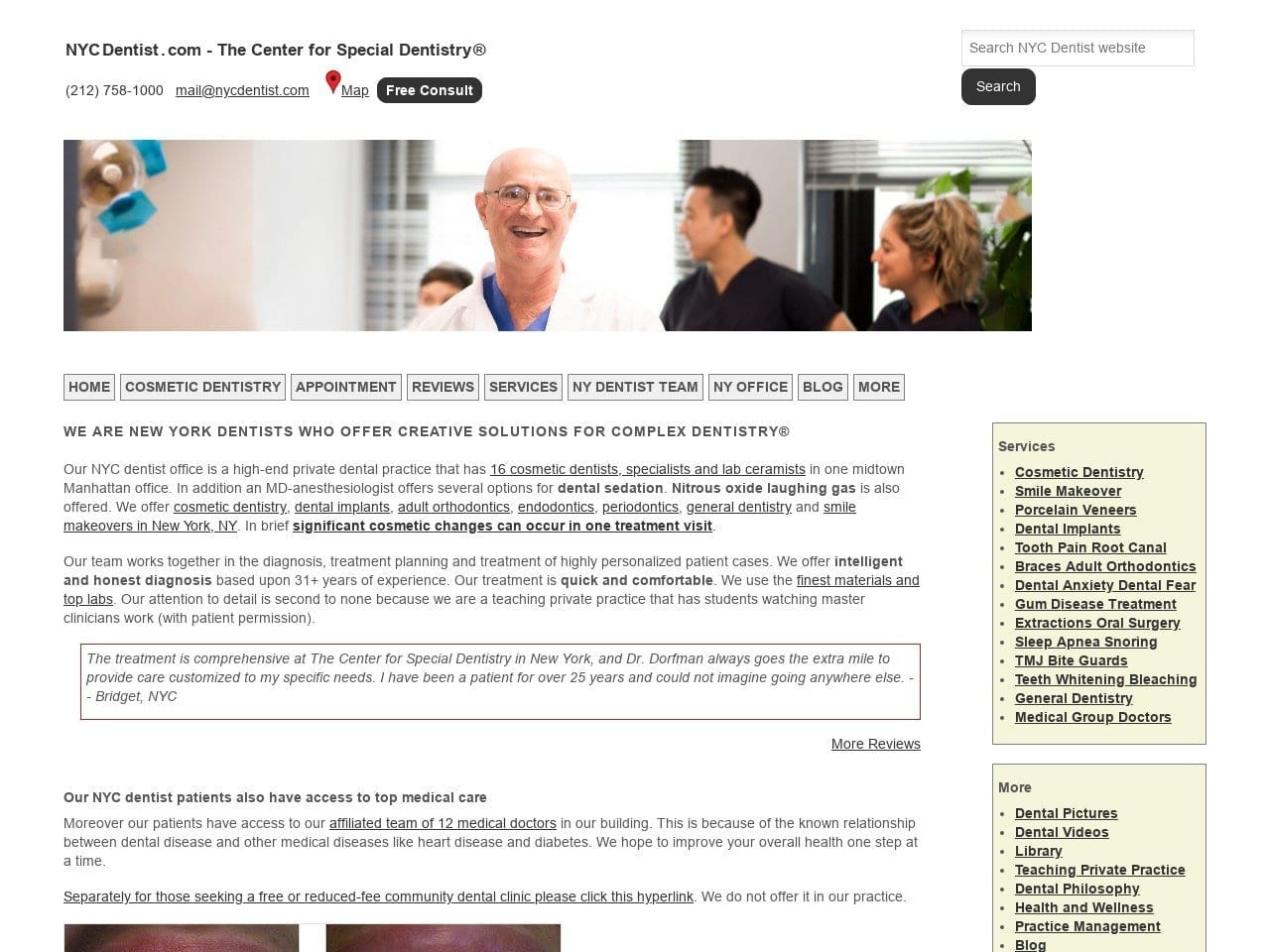 The Center For Special Dentistryc B. Website Screenshot from nycdentist.com