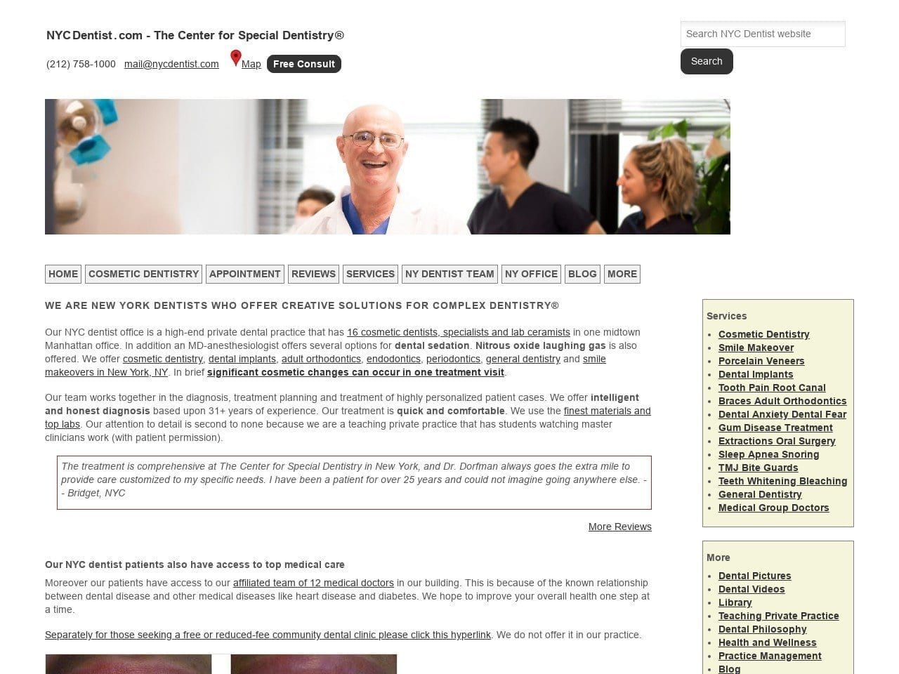 The Center For Special Dentistryc B. Website Screenshot from nycdentist.com
