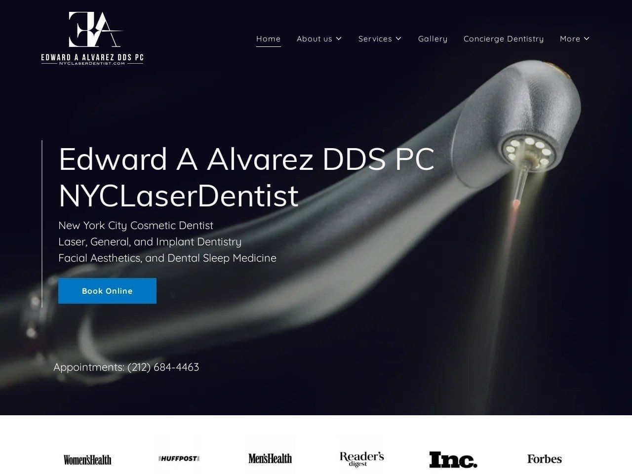 Edward A Alvarez DDS PC Website Screenshot from nyclaserdentist.com