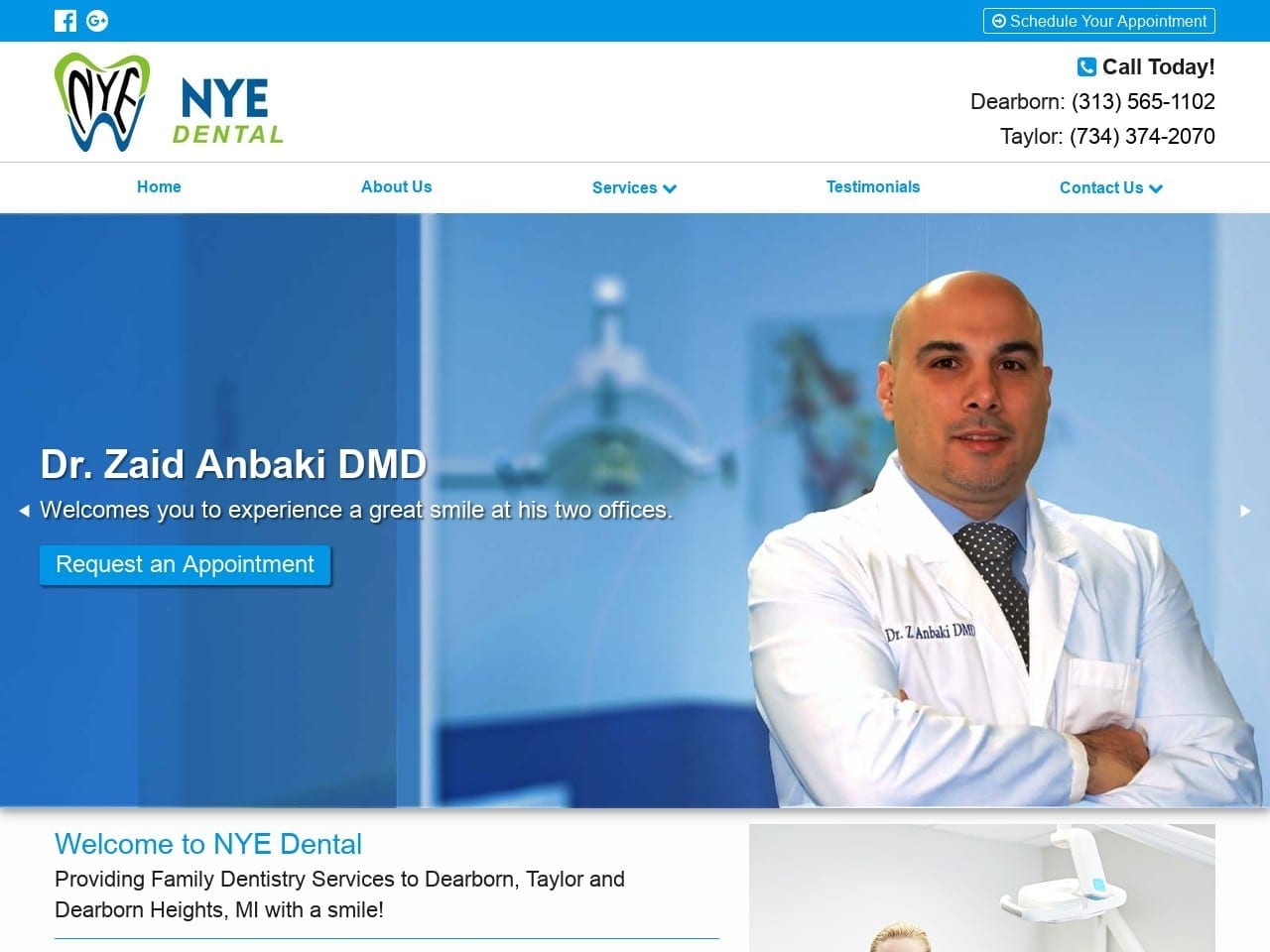 Nye Dental Website Screenshot from nyedental.com