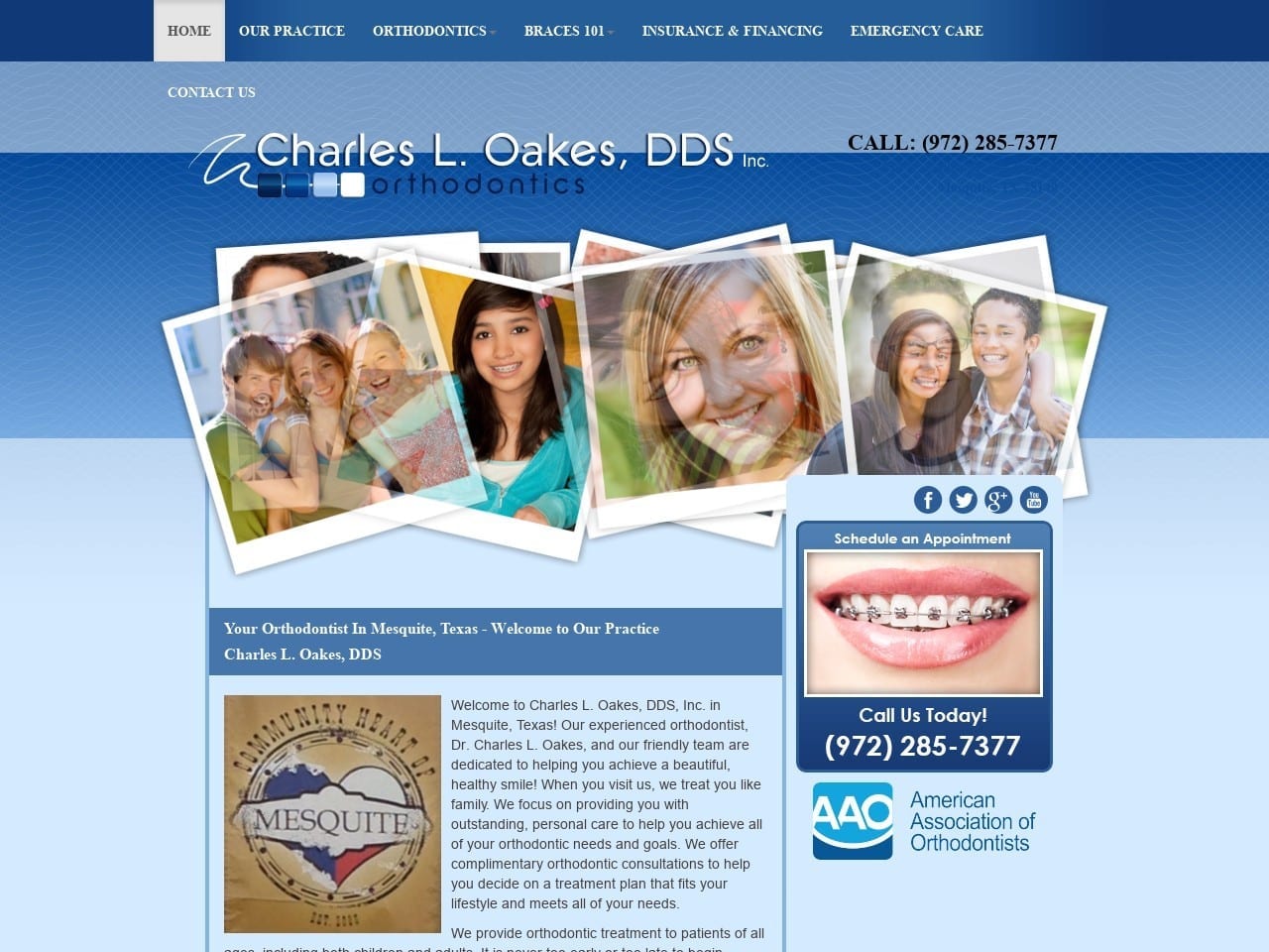 Dr. Charles L. Oakes DDS Website Screenshot from oakesorthodontics.com