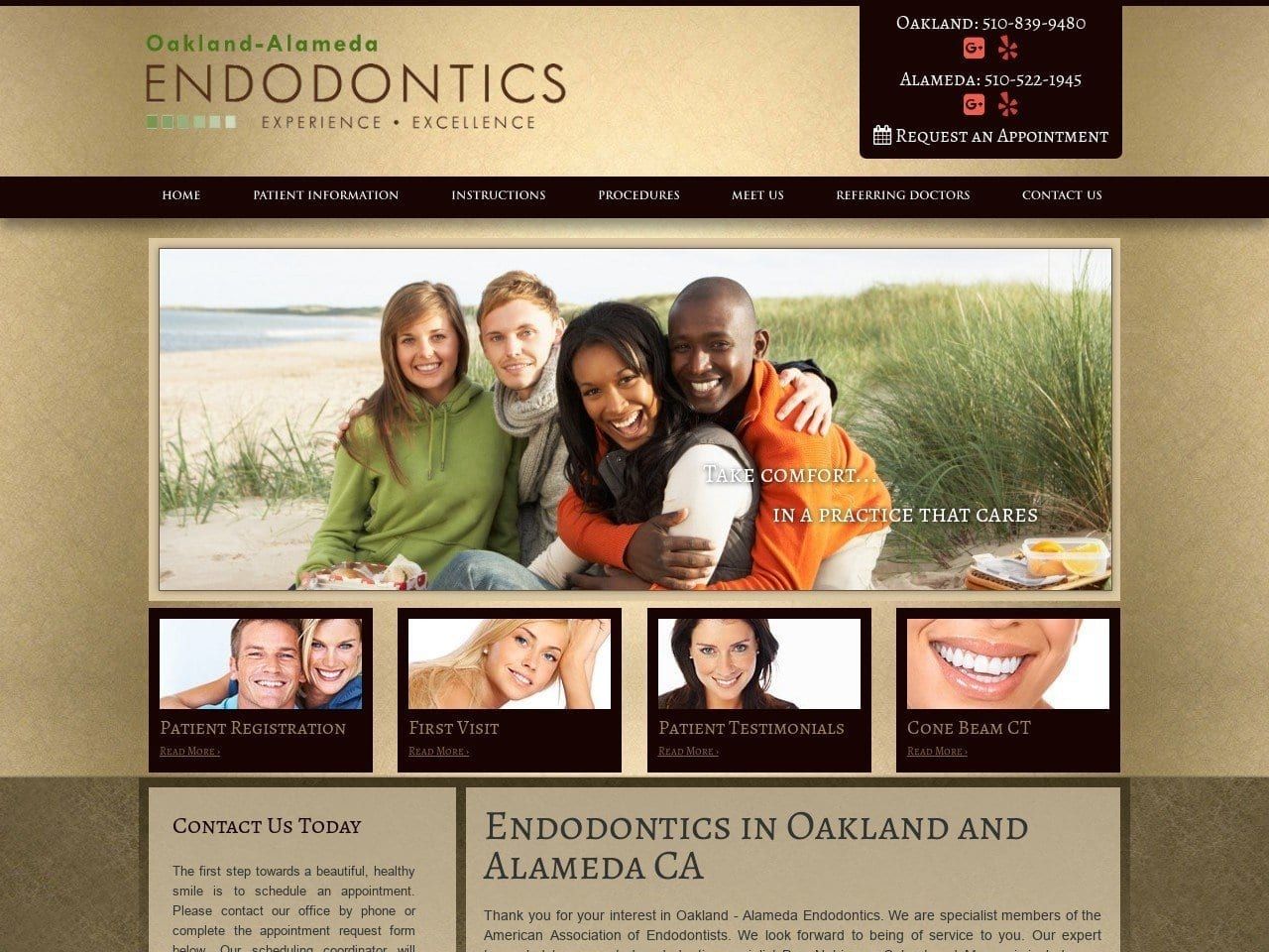 Oakland Website Screenshot from oaklandalamedaendo.com