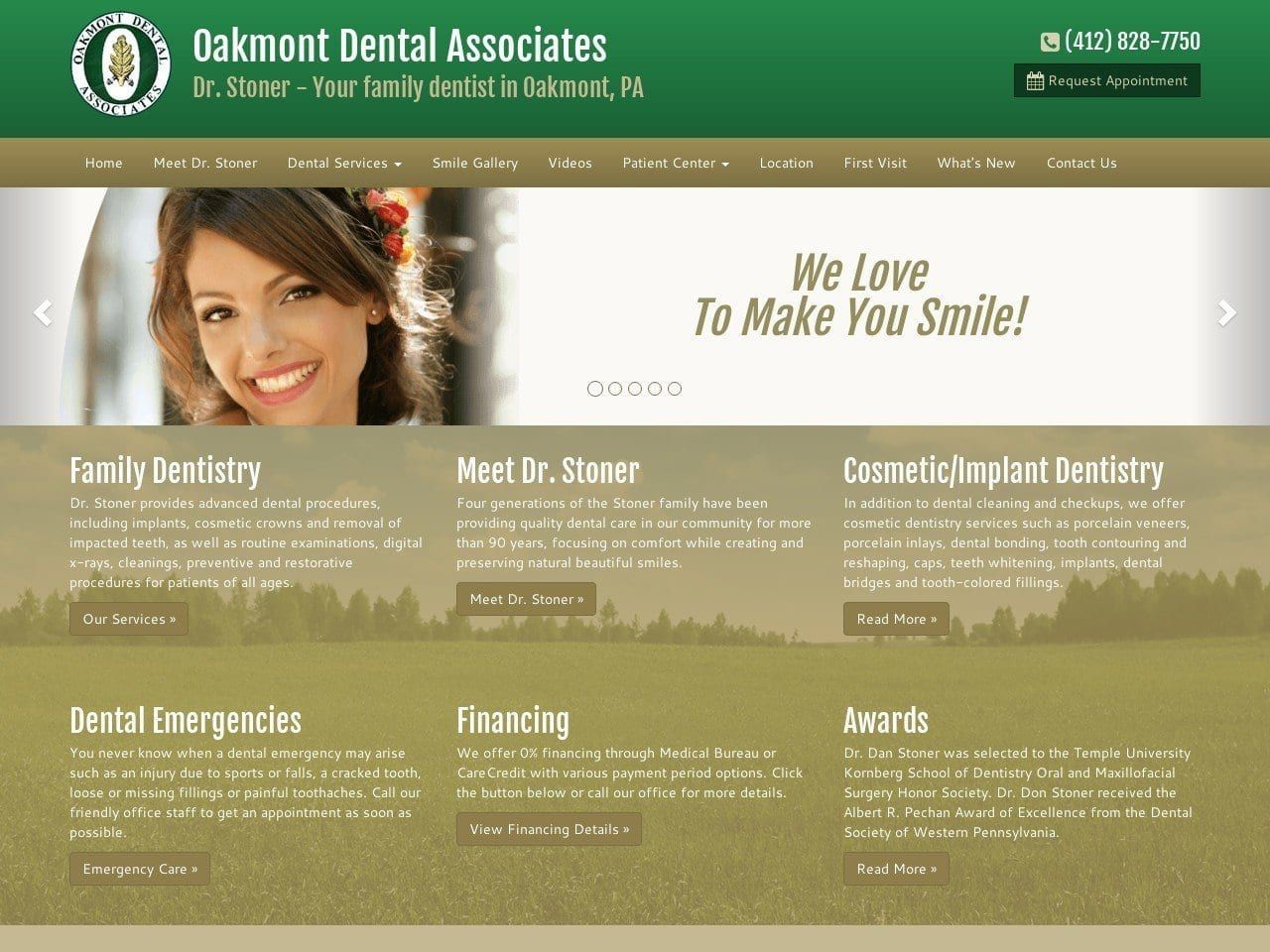 Oakmont Dental Associates Website Screenshot from oakmontdental.net