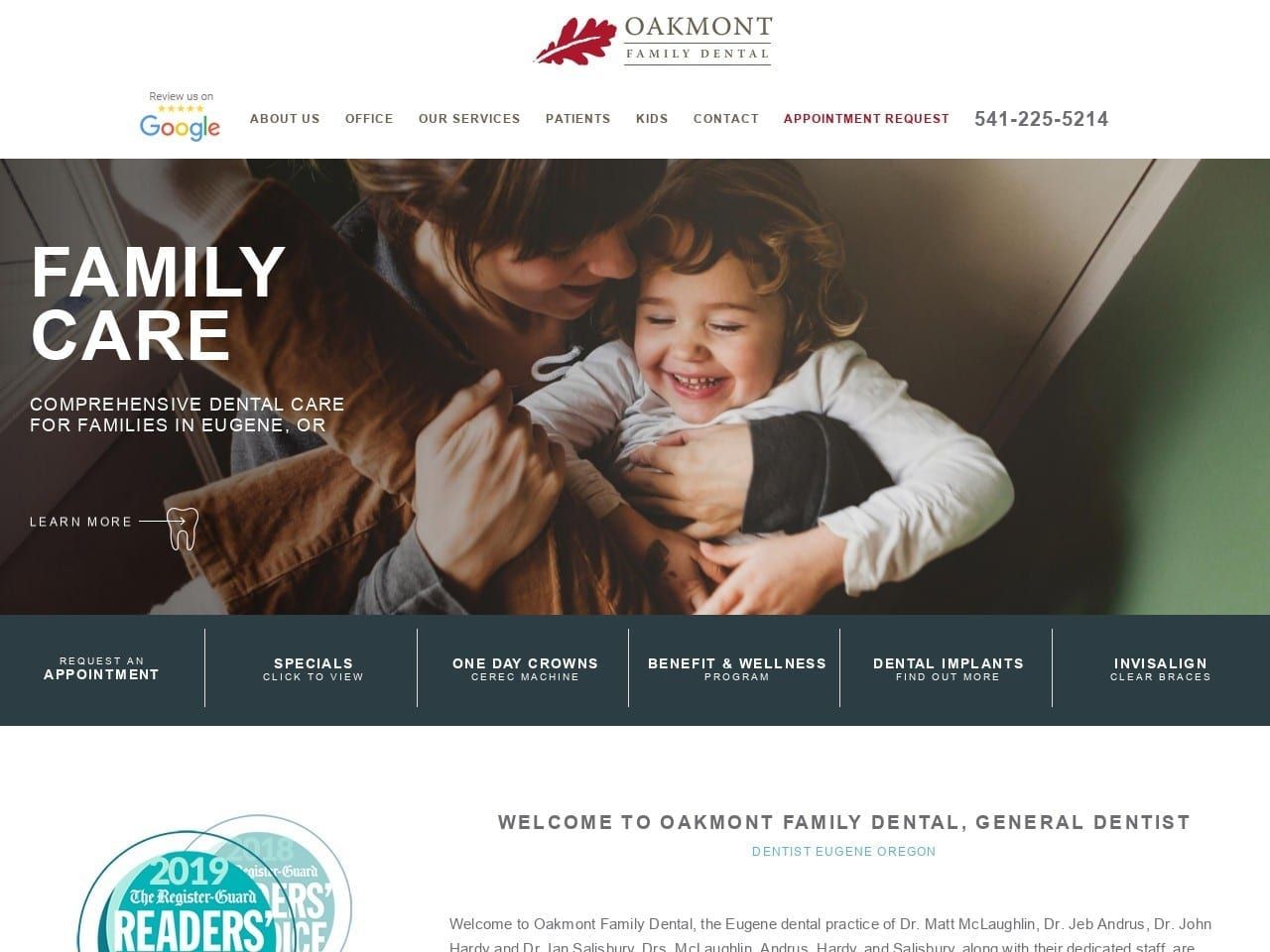 Oakmont Family Dental Mc Laughlin Matthew DDS Website Screenshot from oakmontfamilydental.com