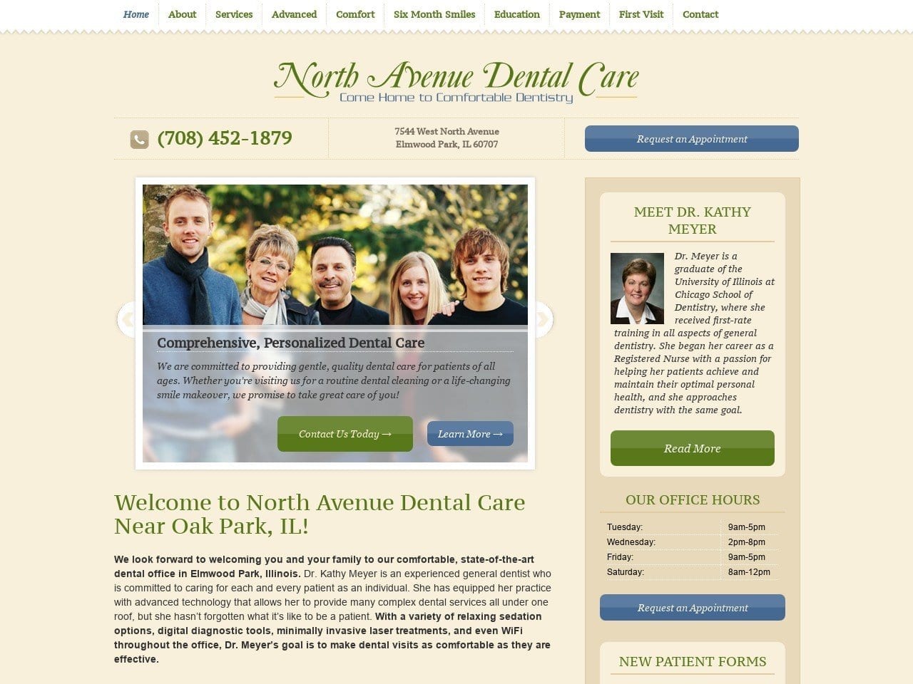 Meyer Kathy DDS Website Screenshot from oakparkdentistil.com