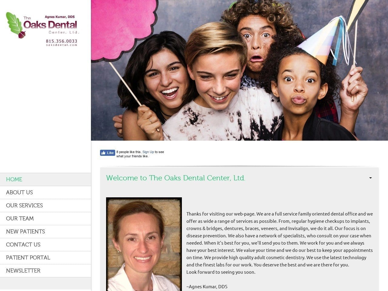 The Oaks Dental Center Ltd. Website Screenshot from oaksdental.com