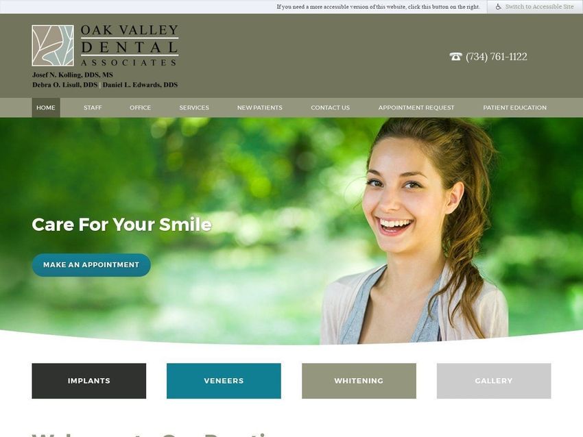 Oak Valley Dental Associates Website Screenshot from oakvalleydental.com