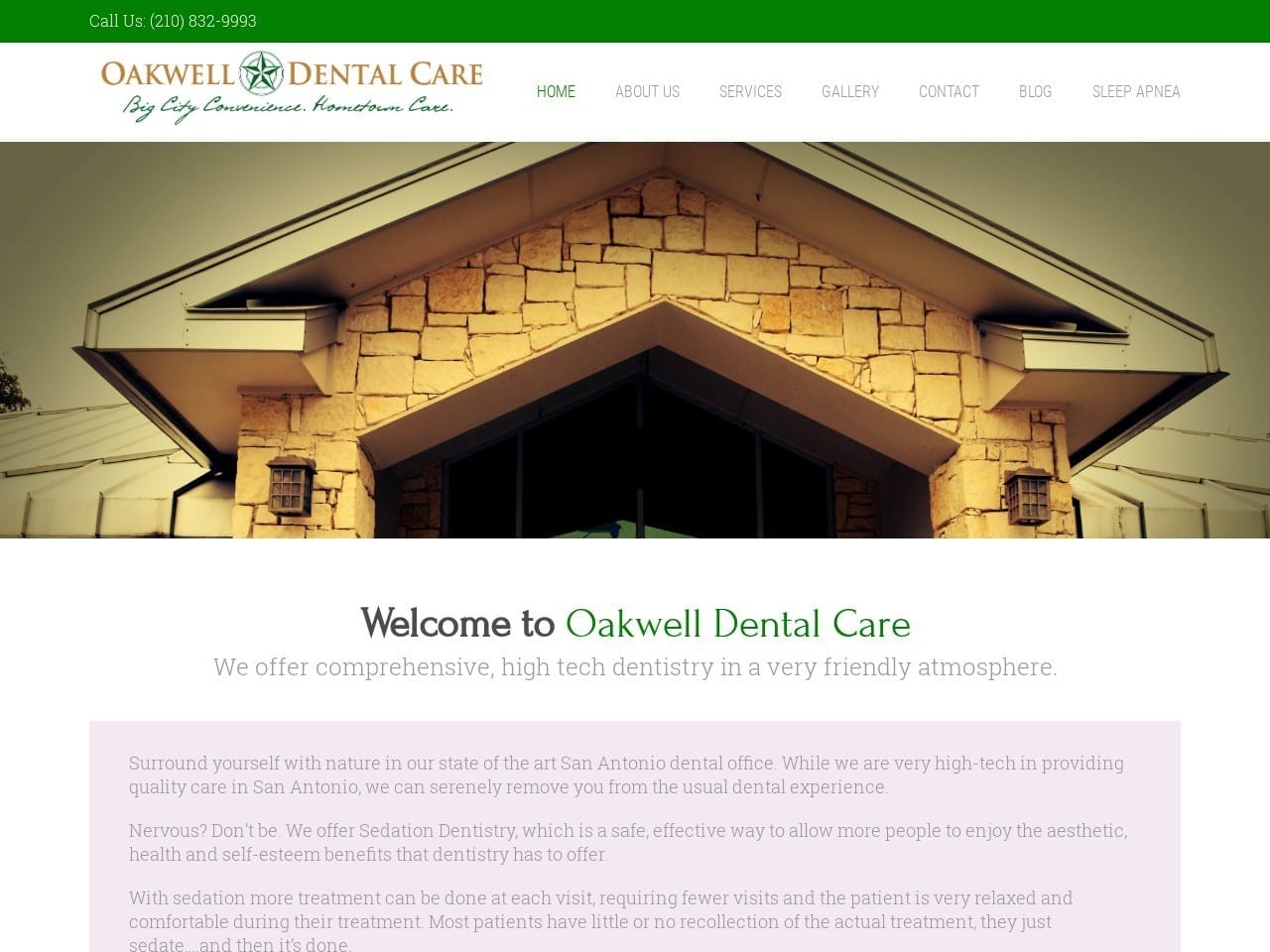 Oakwell Village Dentist Website Screenshot from oakwelldental.com