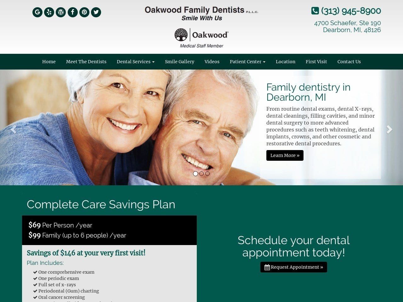Oakwood Family Dentist Website Screenshot from oakwoodfamilydentists.com