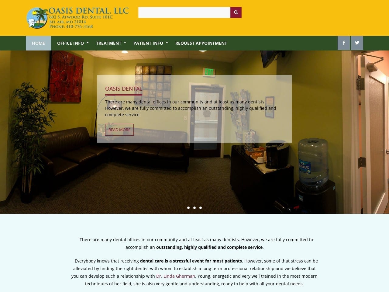 Oasis Dental LLC Website Screenshot from oasisdentalmd.com