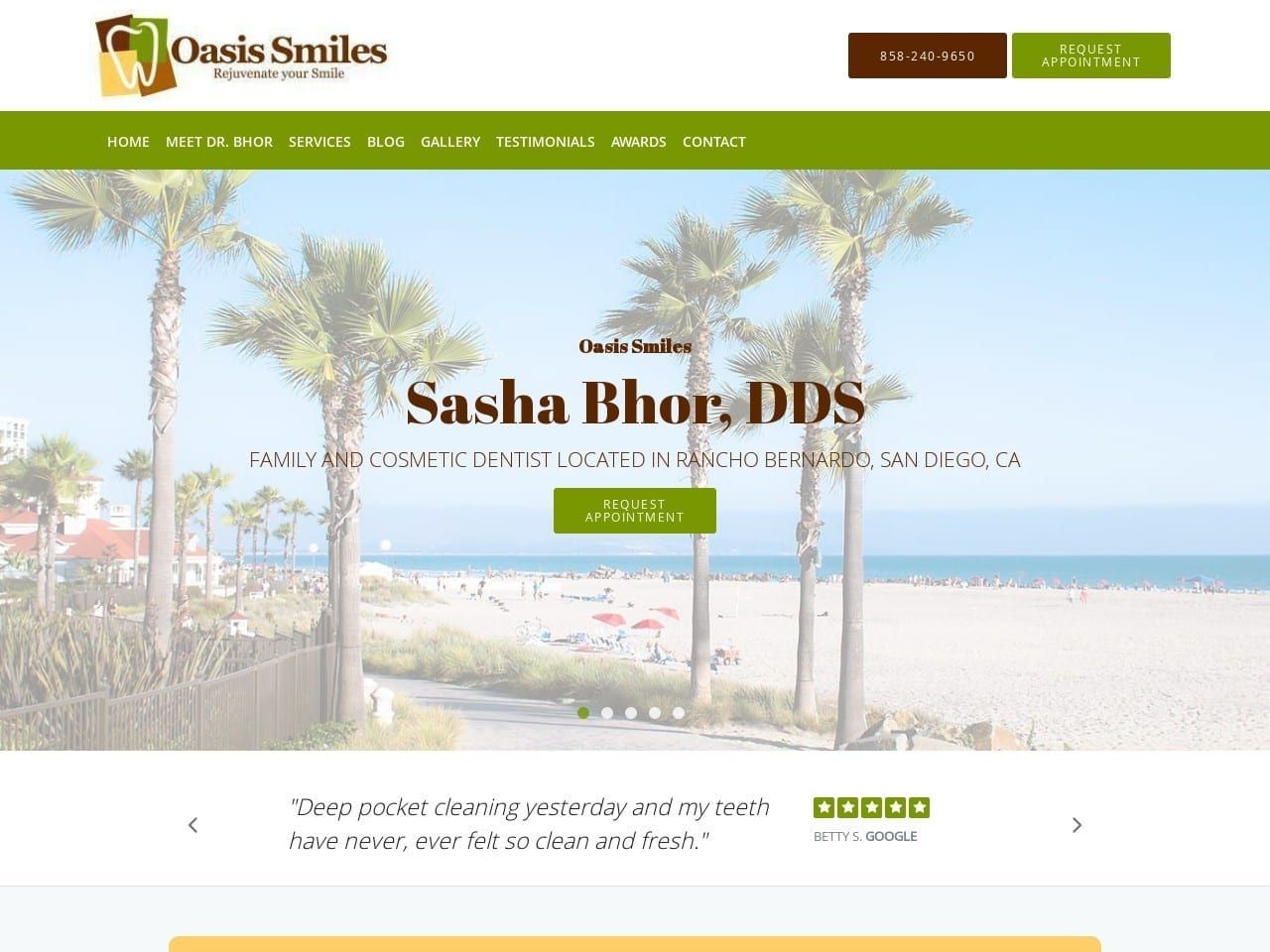 Symphony Dental Group Website Screenshot from oasissmiles.com