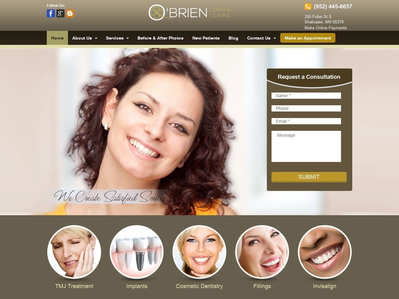 Obrien Dental Care Website Screenshot from obriendentalcare.com