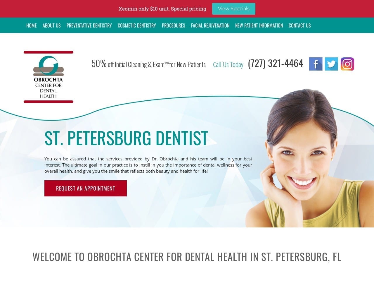 Obrochta Center for Dental Health Website Screenshot from obrochtasmilecenter.com