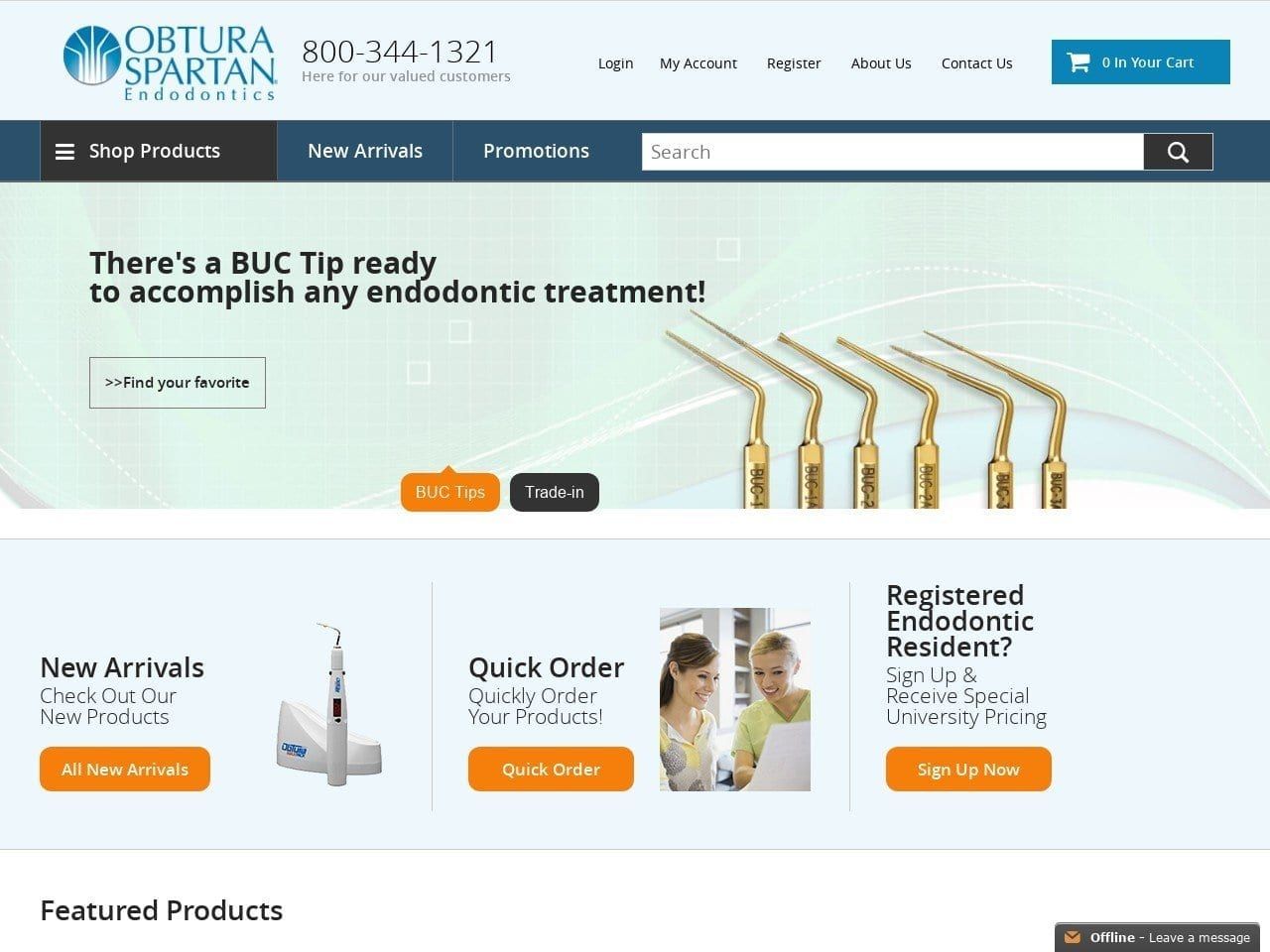 Obtura Spartan Endodontics Website Screenshot from obtura.com