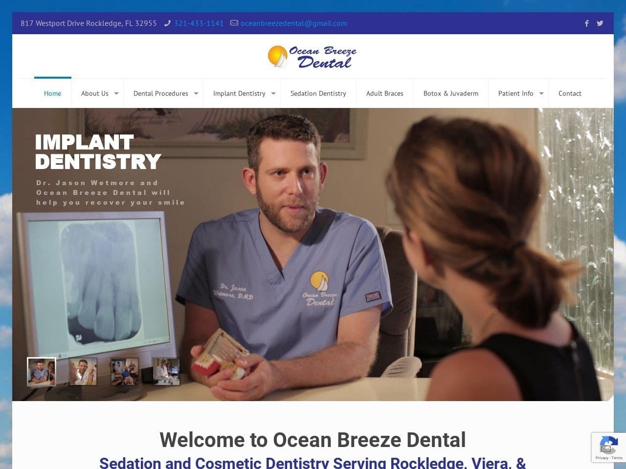 Ocean Breeze Dental Website Screenshot from oceanbreezedental.com