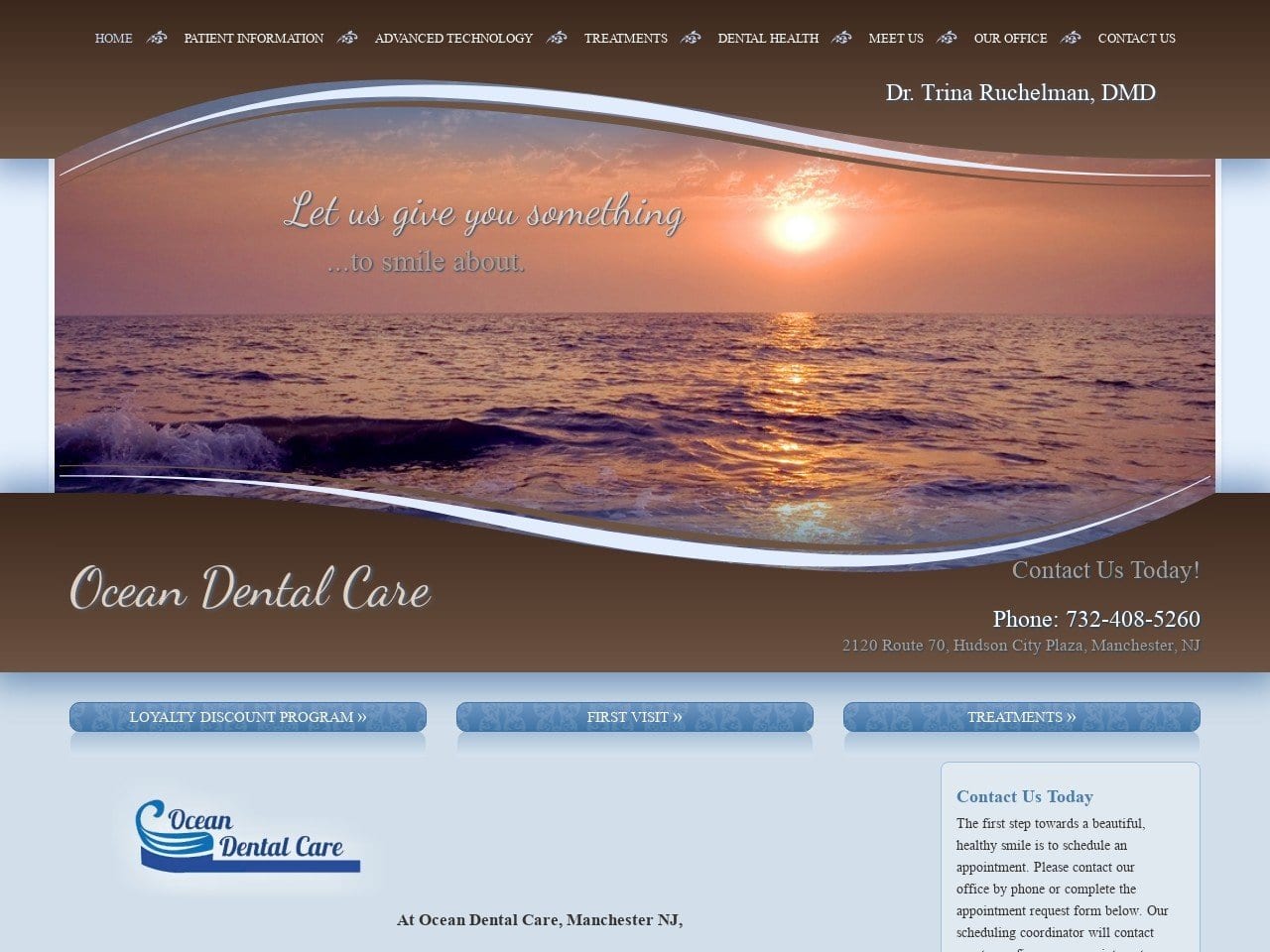 Ocean Dental Care Trina Ruchelman DMD Website Screenshot from oceandentalcarenj.com