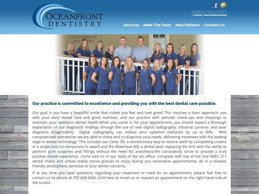 Oceanfront Dentist Website Screenshot from oceanfrontdentistry.com