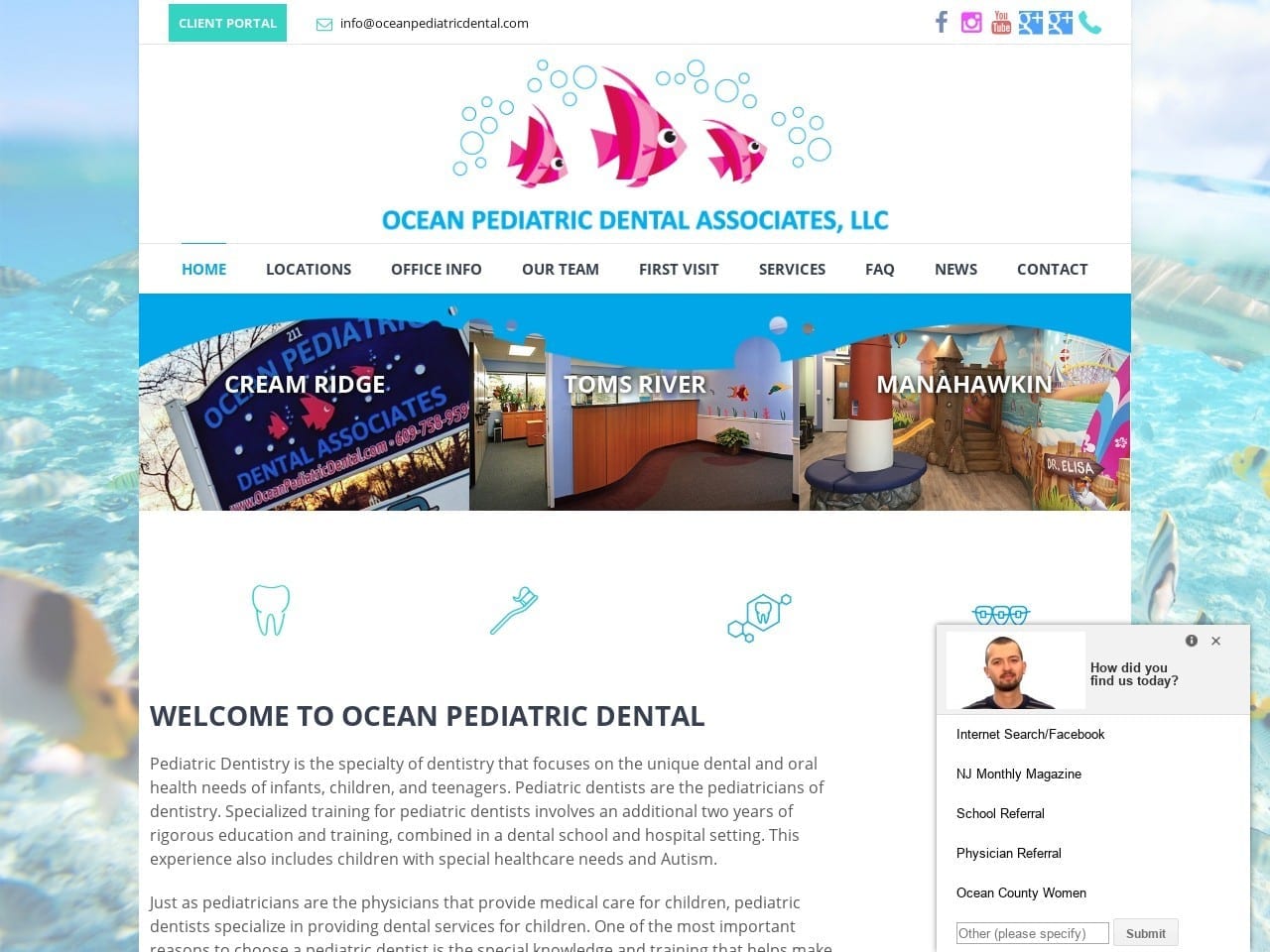 Ocean Pediatric Dental Associates Website Screenshot from oceanpediatricdental.com