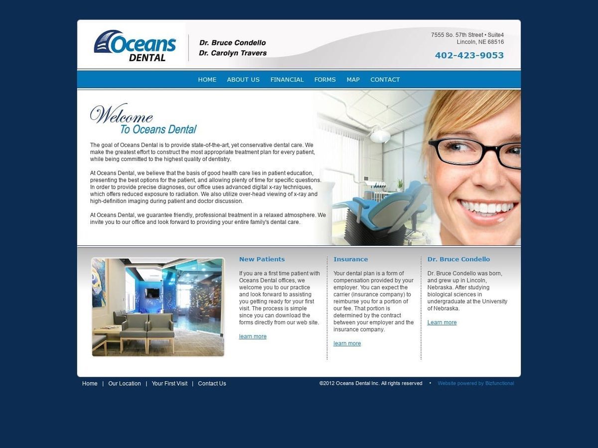Oceans Dental PC Office Lincoln Website Screenshot from oceansdental.net