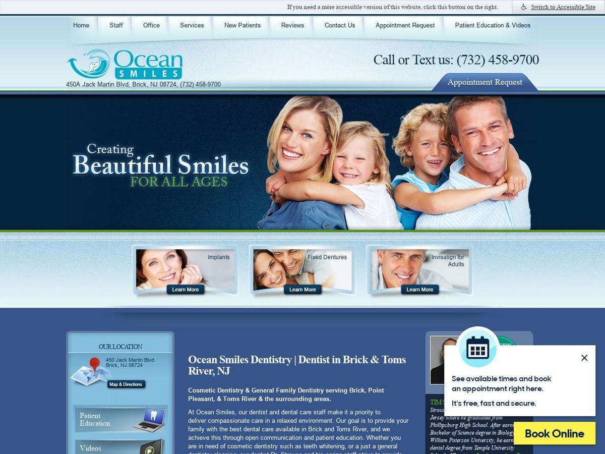 Ocean Smiles Website Screenshot from oceansmilesnj.com