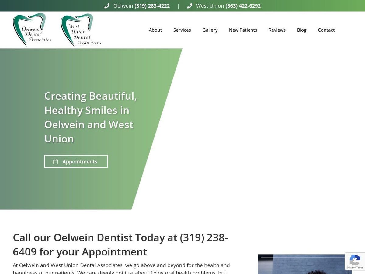 Oelwein Dental Associates Website Screenshot from oelweindentalassociates.com