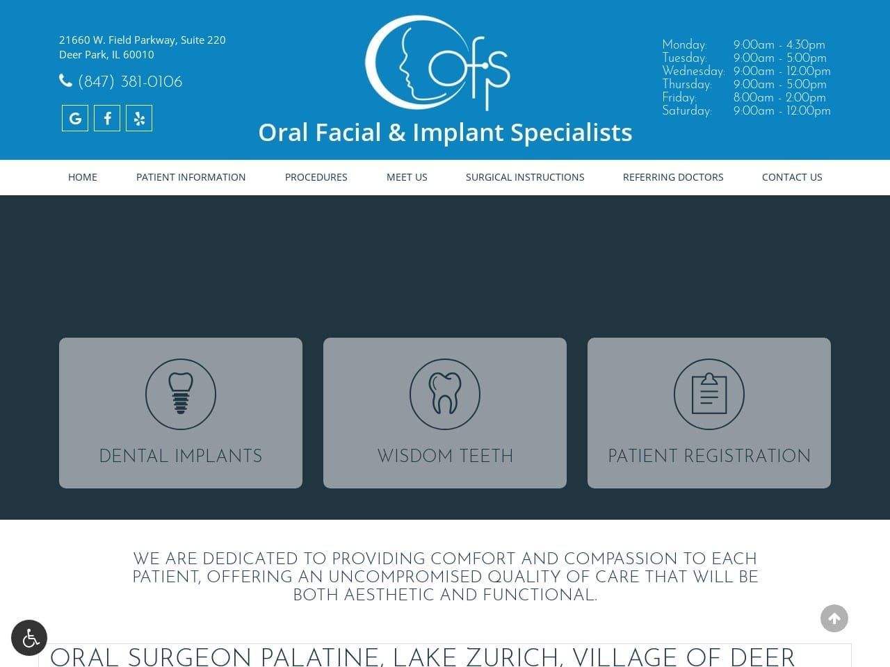 Oral Facial Dentist Website Screenshot from ofisurg.com