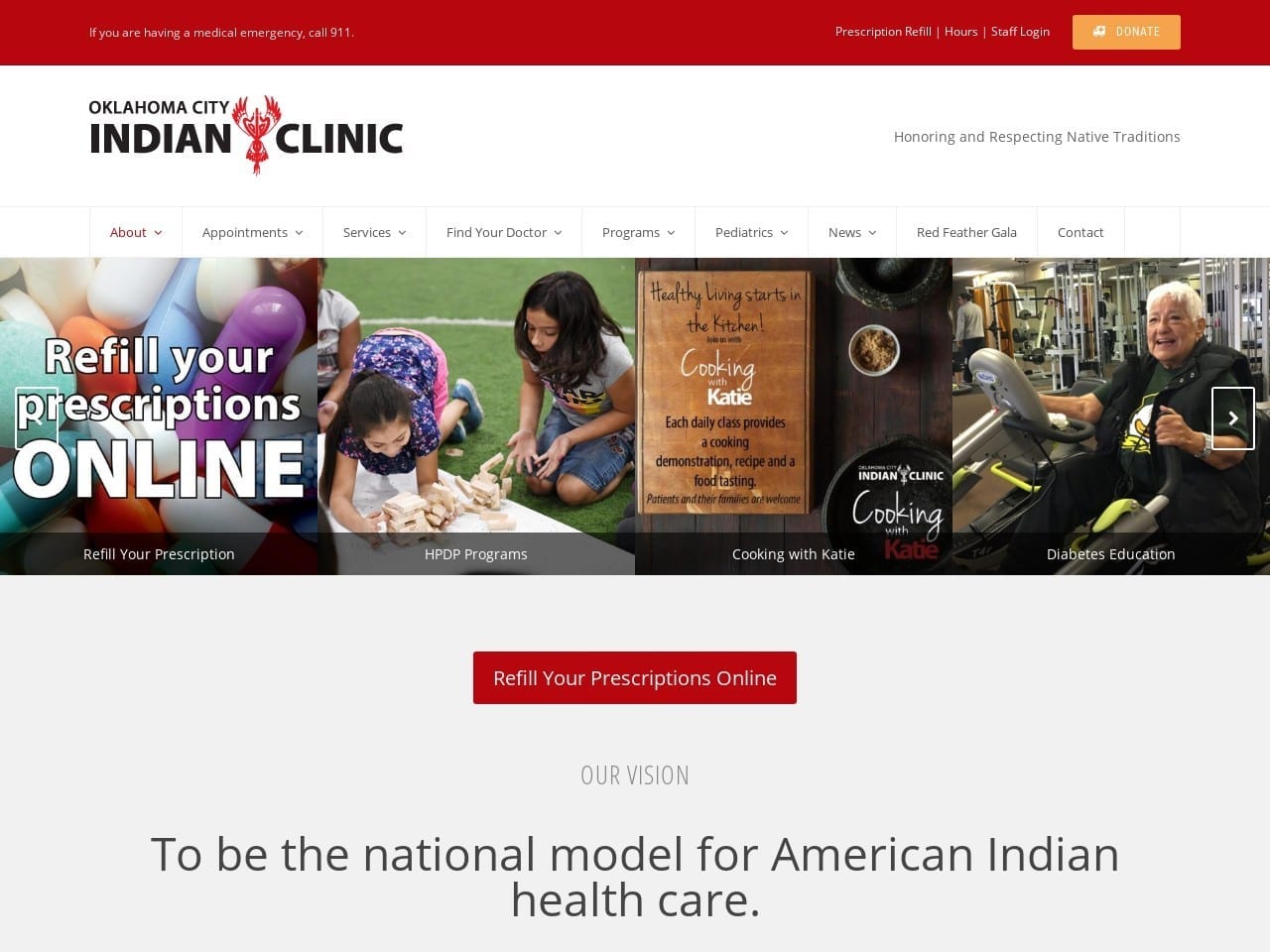 Oklahoma City Indian Clinic Website Screenshot from okcic.com