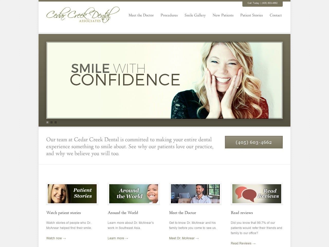 Cedar Creek Dental Associates Dr. Garrick O. Mcane Website Screenshot from okcsmile.com