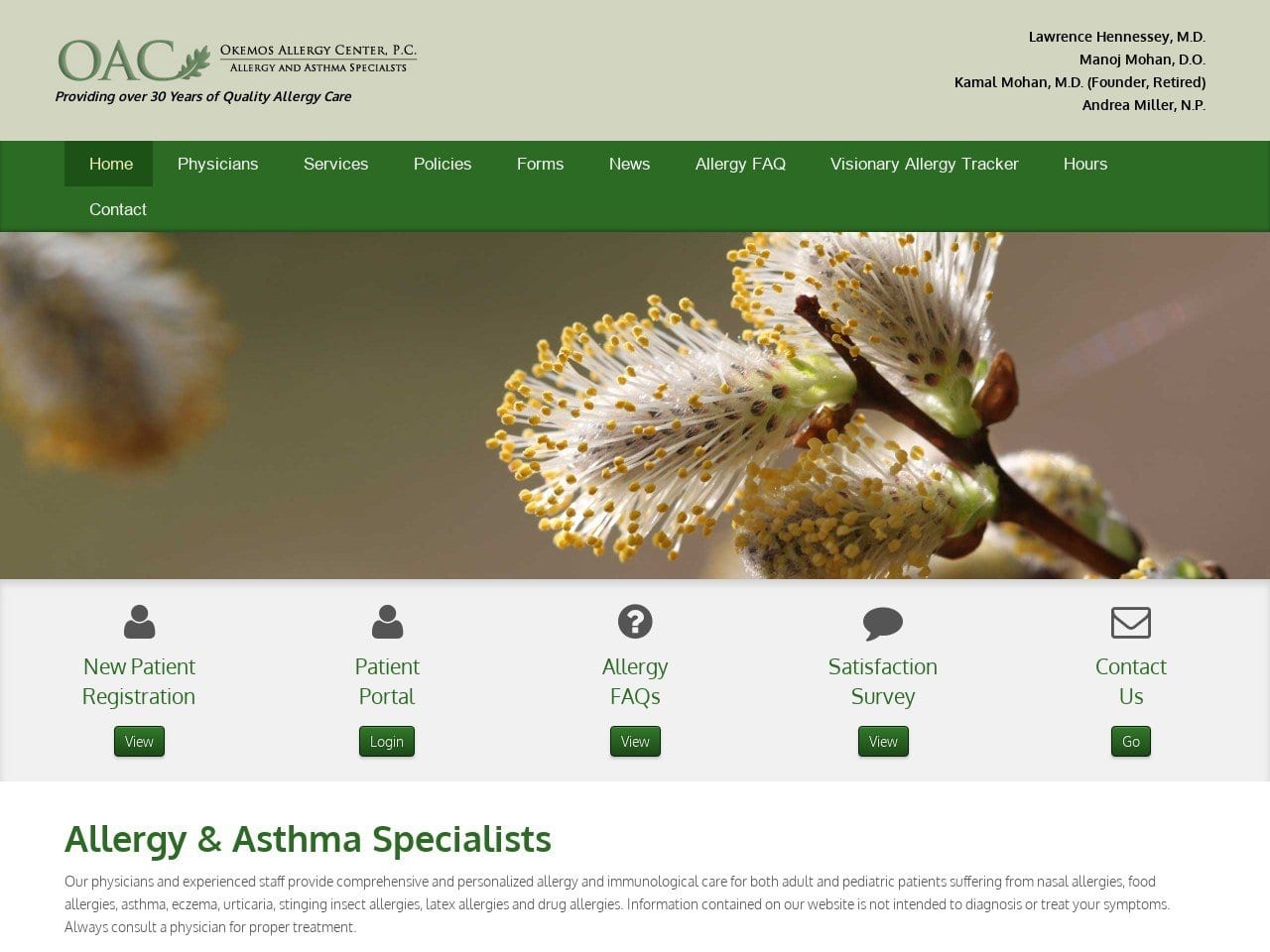 Okemos Allergy Center Pc Website Screenshot from okemosallergycenter.com