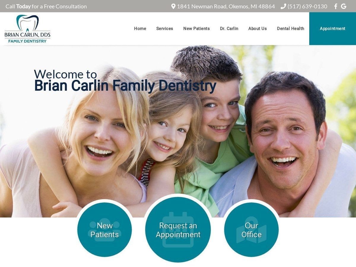 Brian Carlin DDS PLC Website Screenshot from okemosdental.com